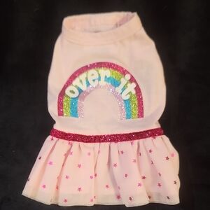Rainbow Dog Dress with Pink Skirt